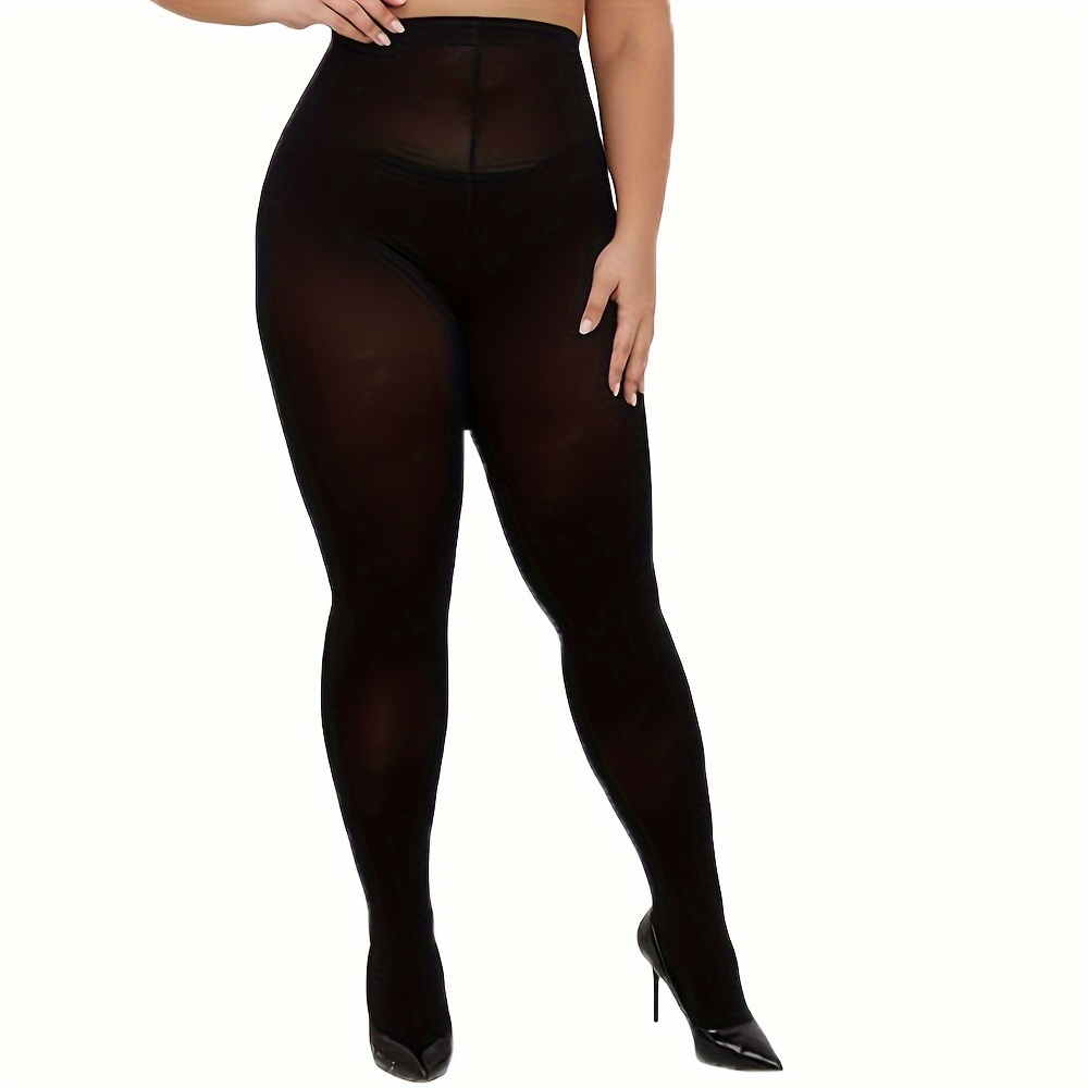 Plus Size Casual Stockings Women's Plus Solid High Waist - Temu Australia