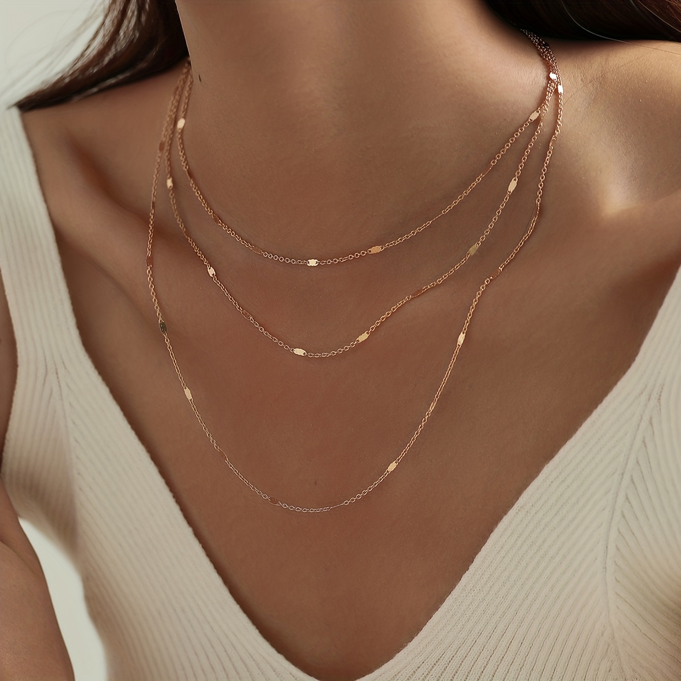 

Simple Trendy Style Multilayer Necklace Female Minimalist Necklace Daily Wear Ornament