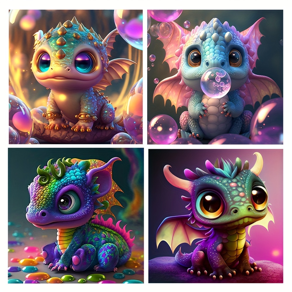 5d Diy Artificial Diamond Painting Cartoon Dragon Diamond - Temu