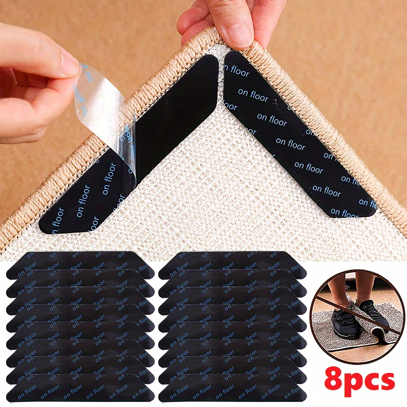 Carpet Non-slip Stickers, Triangle Carpet Patches, Double Sided Anti  Curling Non Slip Reusable Rug Pad, Keep Your Rug In & Make Corner Flat,  Washable Rug Tape For Hardwood Floors, Tile Floors, Carpets 