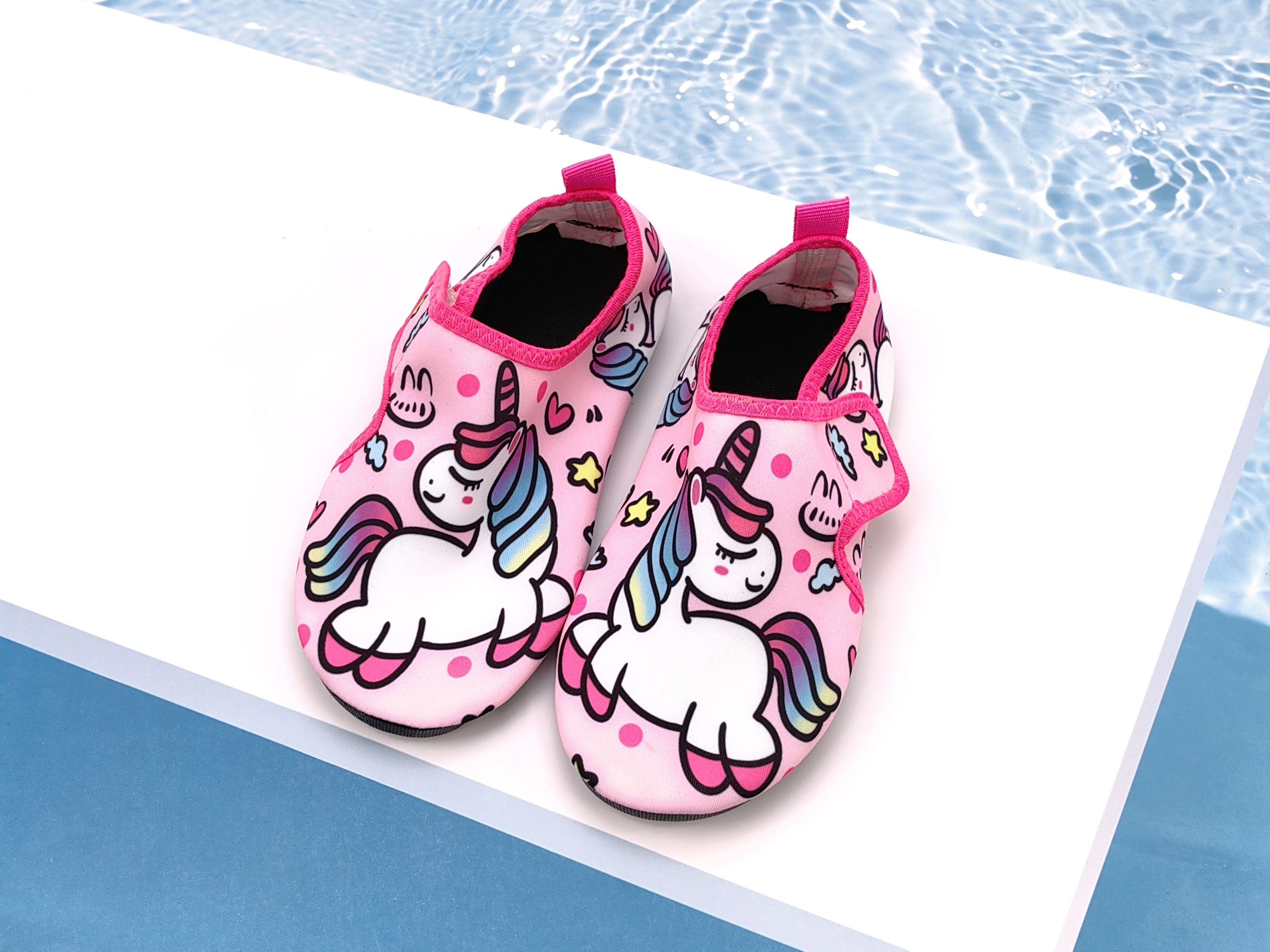 Cute Cartoon Toddler Water Shoes with Closure - Lightweight Quick-Dry Breathable Fabric & Non-Slip TPR Sole for Beach, Pool, Outdoor Summer Activities - Pink Girls & Boys Aqua Socks, Beach Wear | Fun Pattern Footwear | Adjustable Strap Footwear, High Quality Shoes