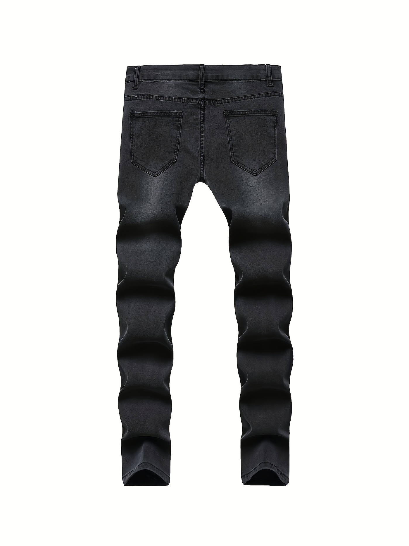 Mens Ripped Jeans Paint Splatter Chain Casual Street Style Denim Pants