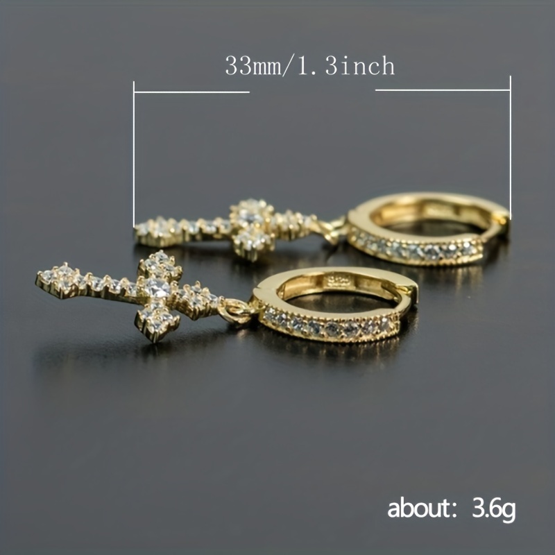 Geometric Zircon Cross Earrings, Foreign Style
