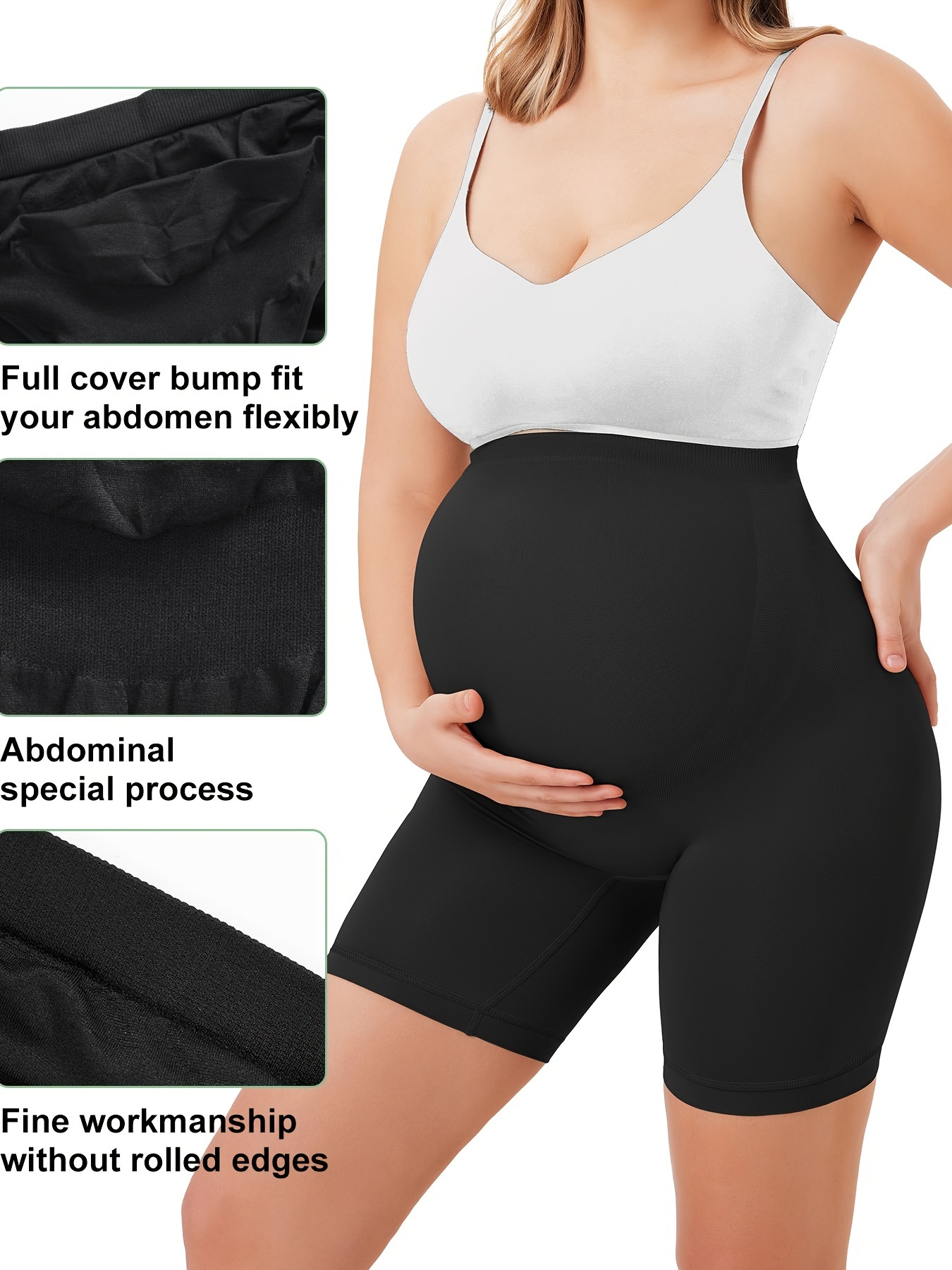 Women's Maternity Solid Underwear Highly Stretchy Boxer - Temu