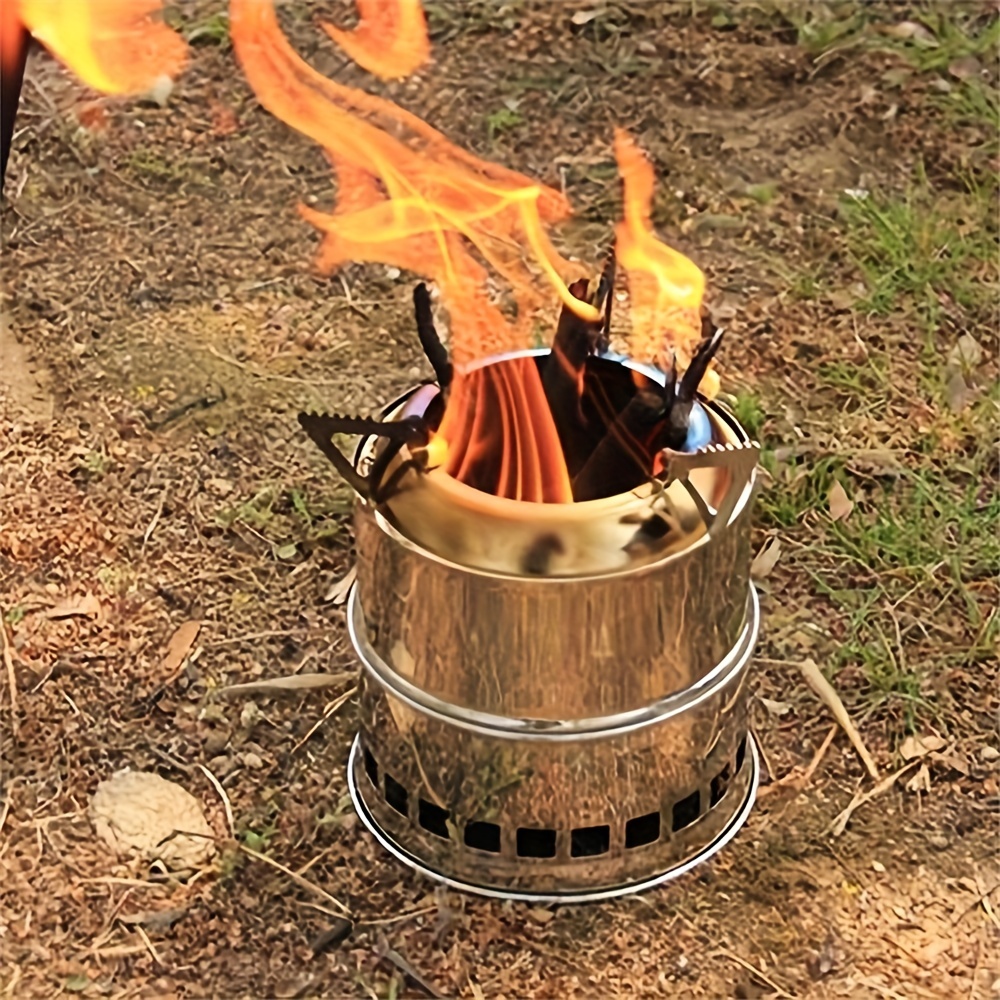 Koraman Portable Folding Wood Burning Camp Stove With Grill - Temu