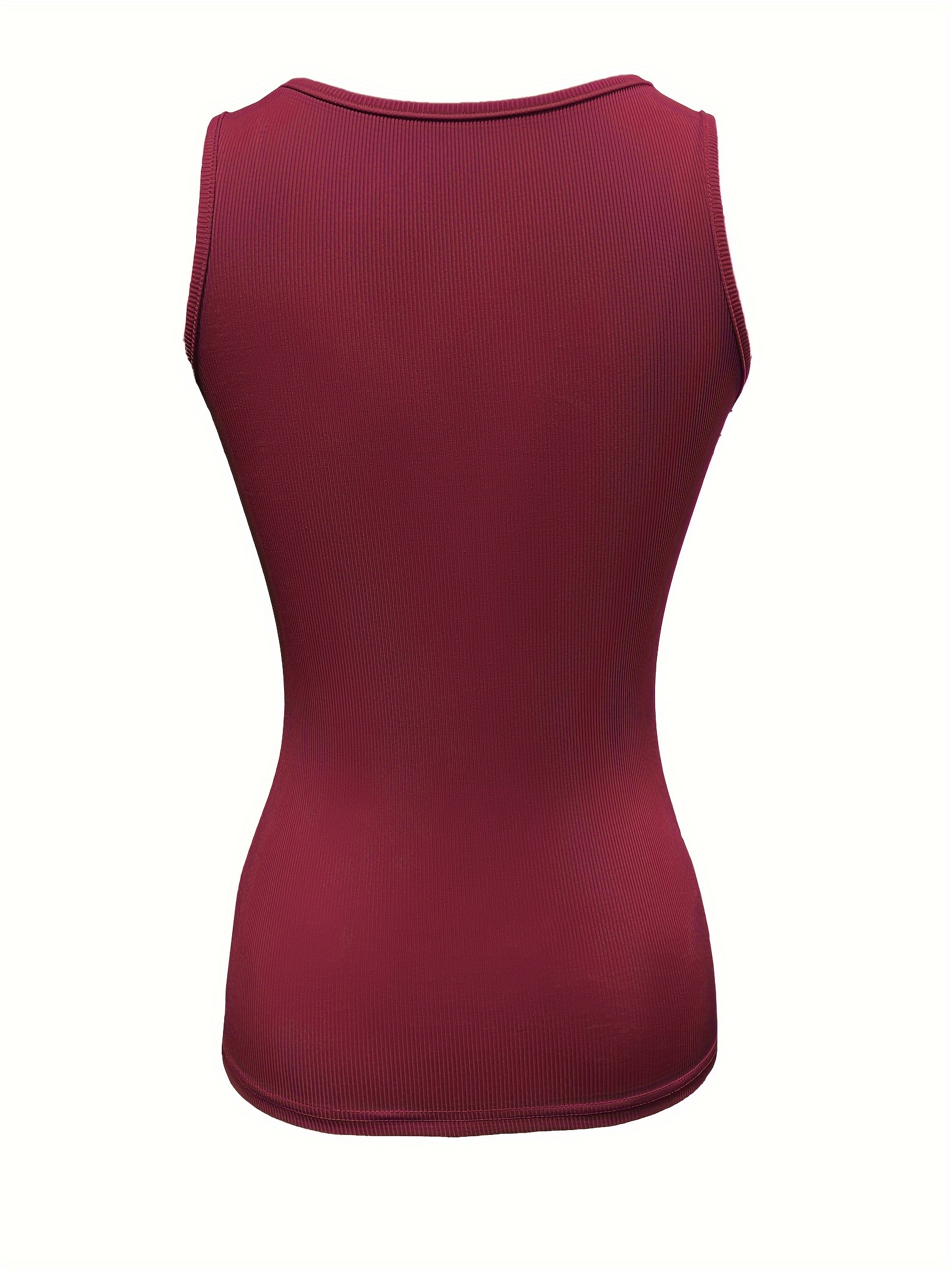 Solid Button Front Crew Neck Tank Top, Casual Sleeveless Top For Summer, Women's Clothing