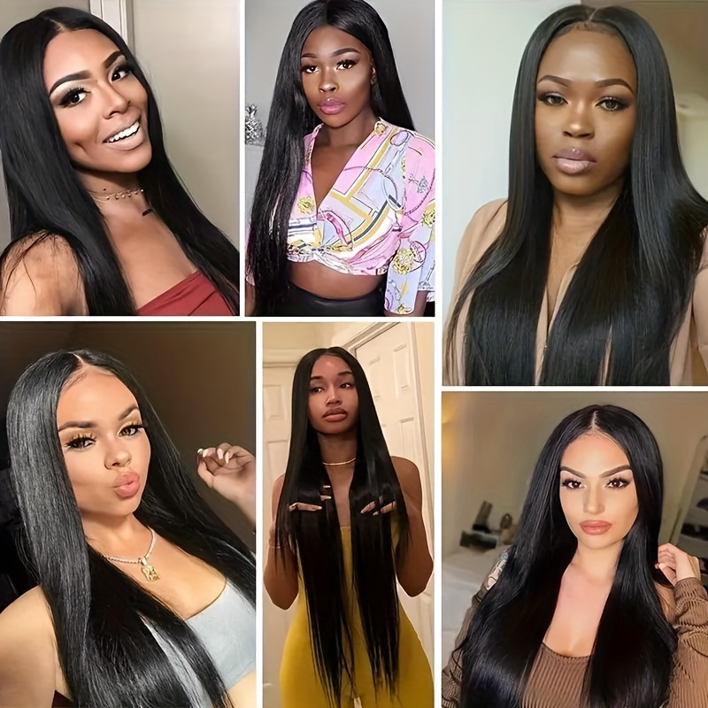 13 4 Lace Front Straight Wig Black Human Hair Wig Long Pre Temu