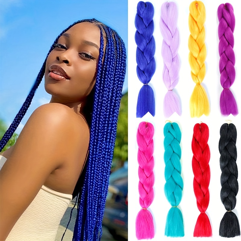 Colorful Braided Hair Synthetic Hair Super Jumbo Braid Yaki - Temu