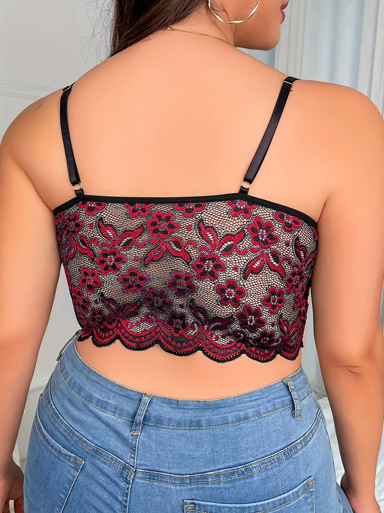 Plus Size Sexy Bra Women's Plus Floral Guipure Lace - Temu