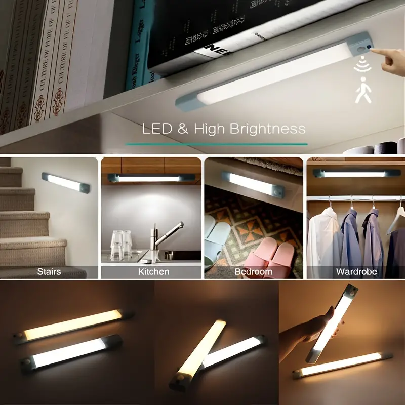 1pc LED Multi Function Ultra Thin Motion Sensor Night Light Bedroom Wardrobe Under Cabinet Lighting Wireless Closet Night Lamp