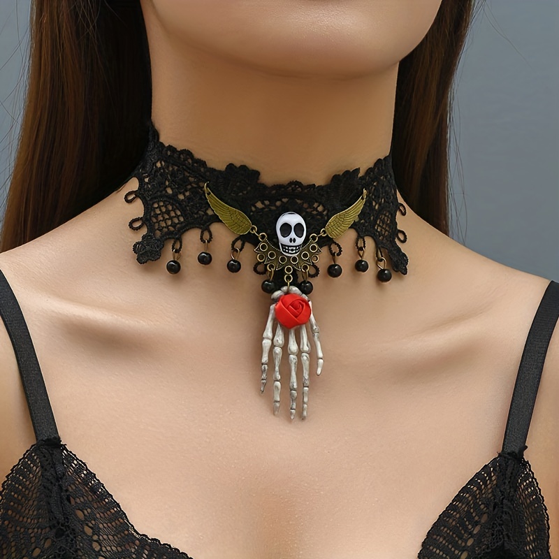 Gothic Skull Choker Necklace Adjustable Choker Neck Jewelry - Temu