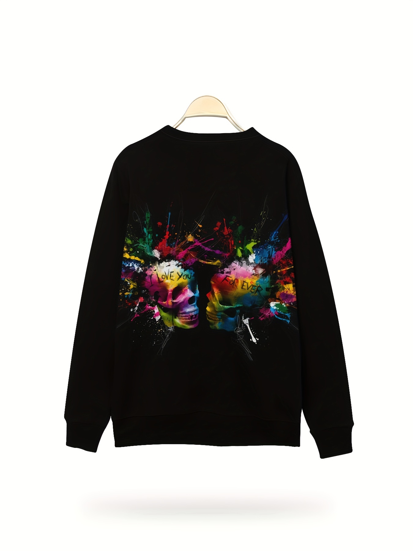 Plus Size Men's Funky Skull Elements Graphic Print Sweater - Temu