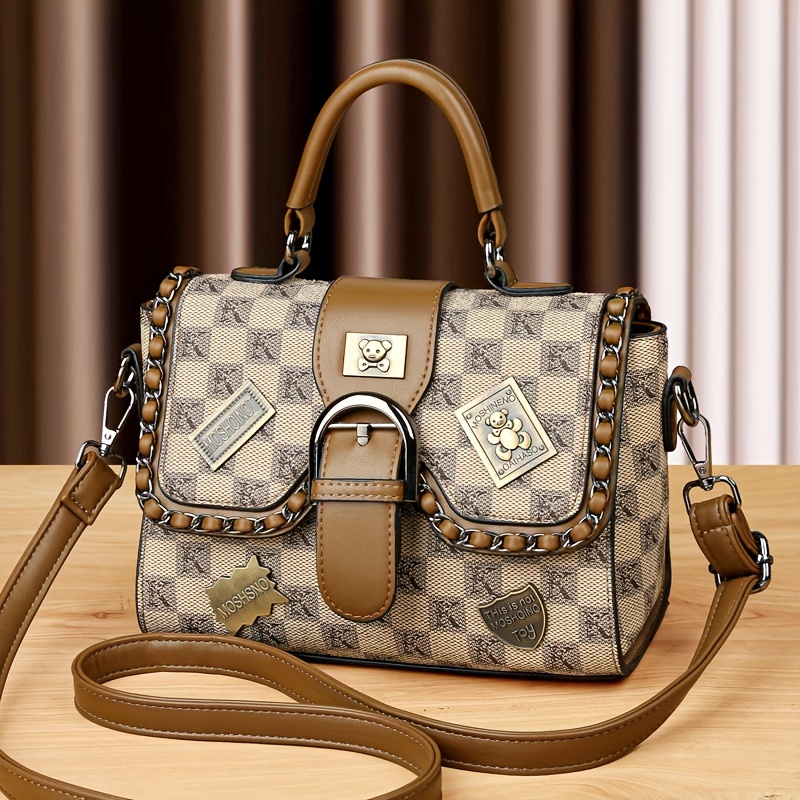 Trendy Letter Pattern Square Crossbody Bag, Cute Pulsh Pendant Flap  Shoulder Bag, Perfect Sling Bag For Daily Use - Temu
