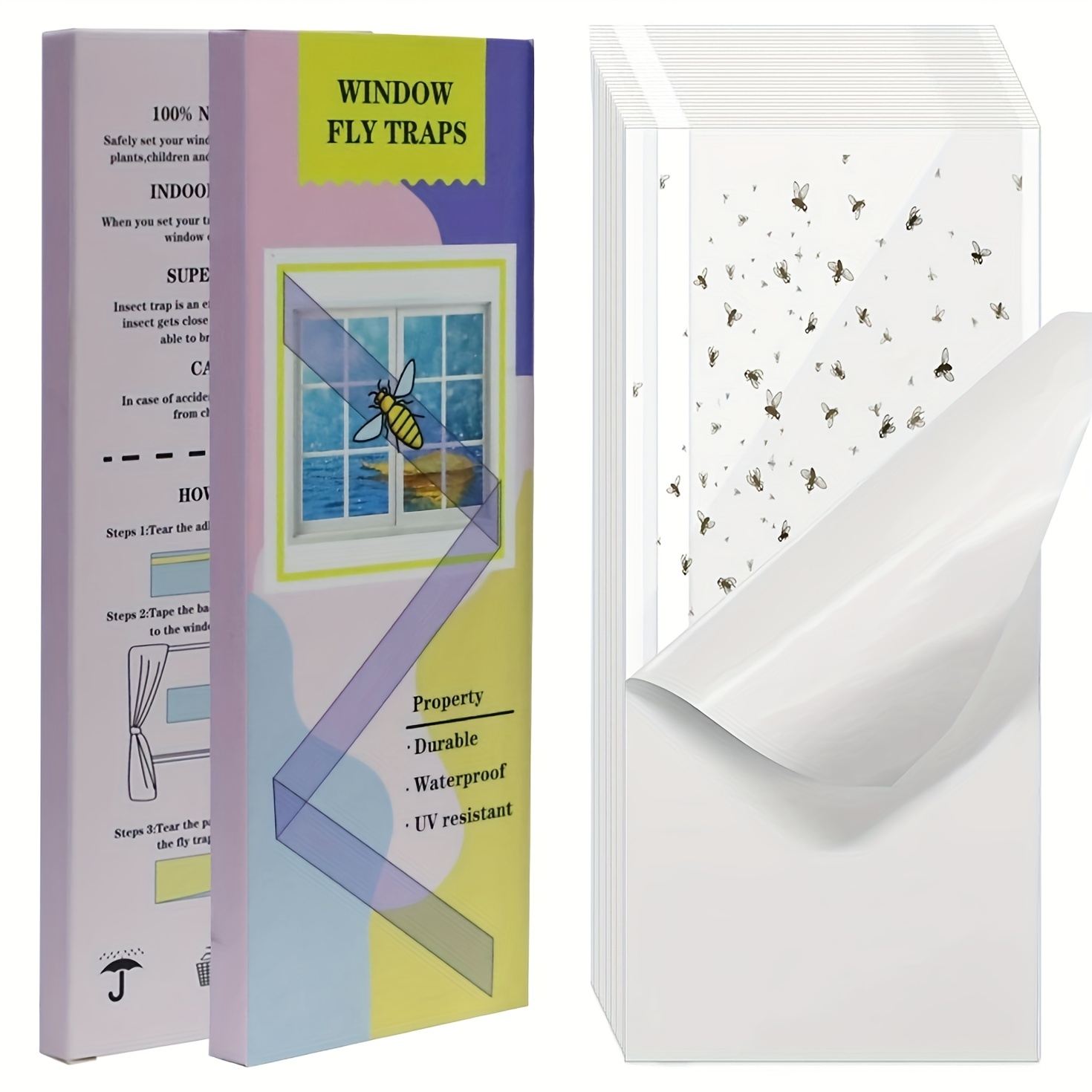 Window Fly Traps For Indoors, Fly Paper Sticky Strips, Fly Catcher