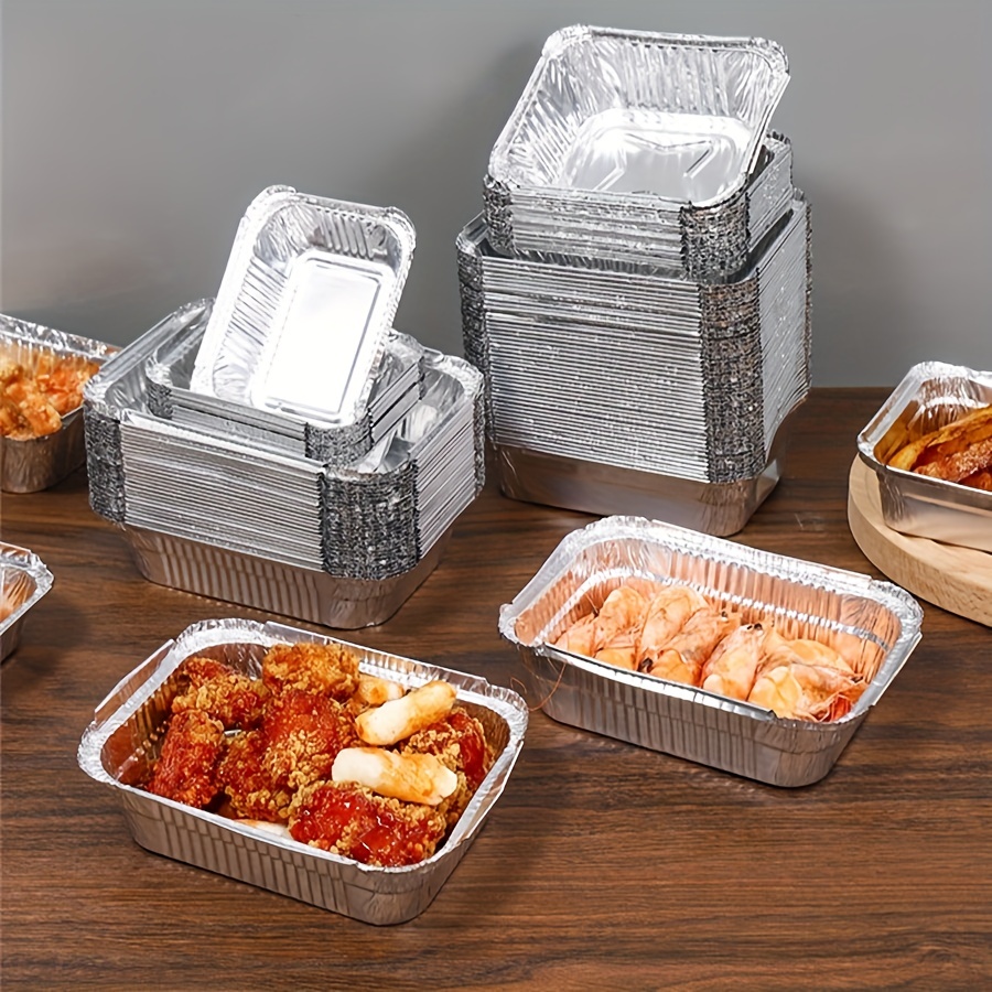 20PCS 450ML Disposable Aluminum Foil Lunch Box Aluminum Foil Tray Aluminum  Pan With Lids Food Packaging Takeaway Container