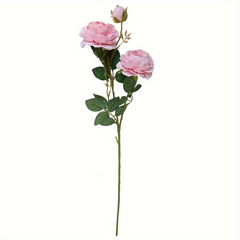 LIVILAN Rosas falsas de durazno, rosas color burdeos, flores decorativas,  rosas rojas artificiales a granel con tallos para tortas, ramos de