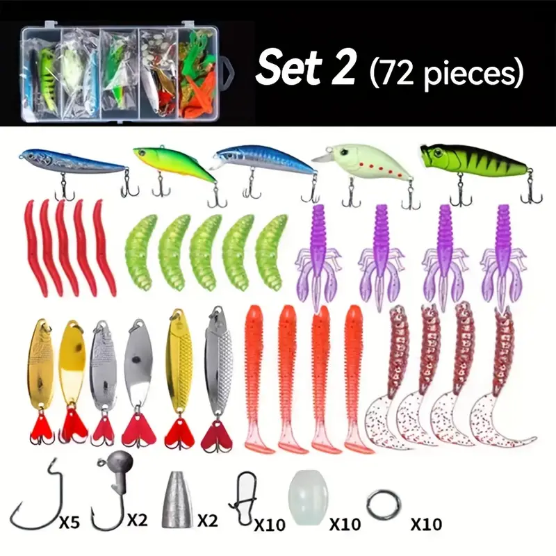 Lsgtt Fishing Lure Tackle Bait Kit Set For Freshwater Fishing Tackle Box  With Tackle Included Fishing Gear, Crankbait, Soft Worm, Spinner, Spoon,  Topwater, Hook, Jigs For Bass Trout - Temu United Kingdom