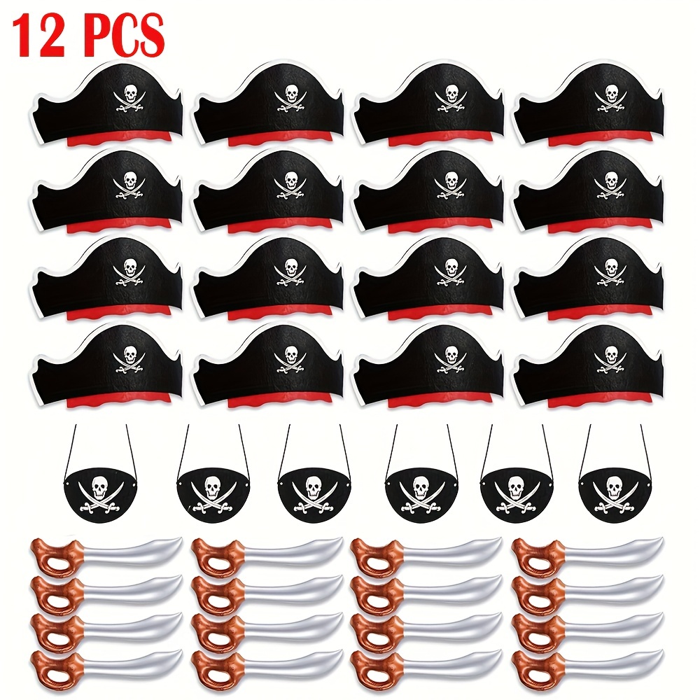 Juego de 6 accesorios de pirata, bandana pirata, diadema, parche de ojo de  capitán, juego de rol pirata, kit de disfraz para Halloween, fiesta de