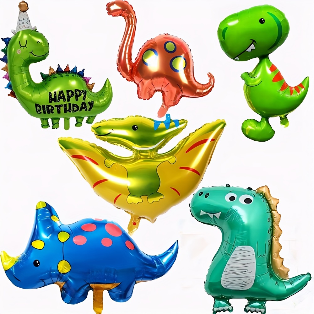  Decoraciones de dinosaurio de tercer cumpleaños para niño,  decoración de fiesta de dinosaurio Three Rex Happy Birthday Banner para  cupcakes, guirnalda de globos de confeti de papel de aluminio, verde 