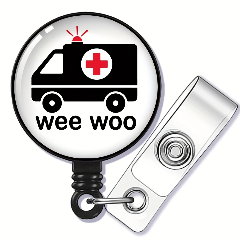 1pc Wee Woo Badge Reel, Retractable Badge Reel, Funny Ambulance ID Badge  Holder Gift For ER Nurse Rapid Response Team Trauma Team Nurse Doctor  Coworke