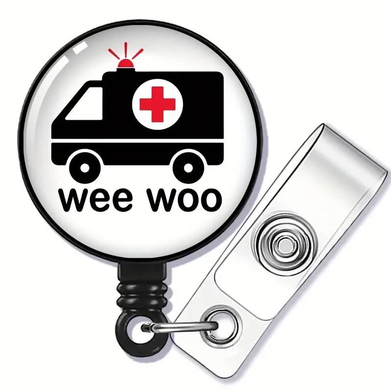 Wee Woo Badge Reel Retractable Badge Reel Funny Ambulance Id - Temu