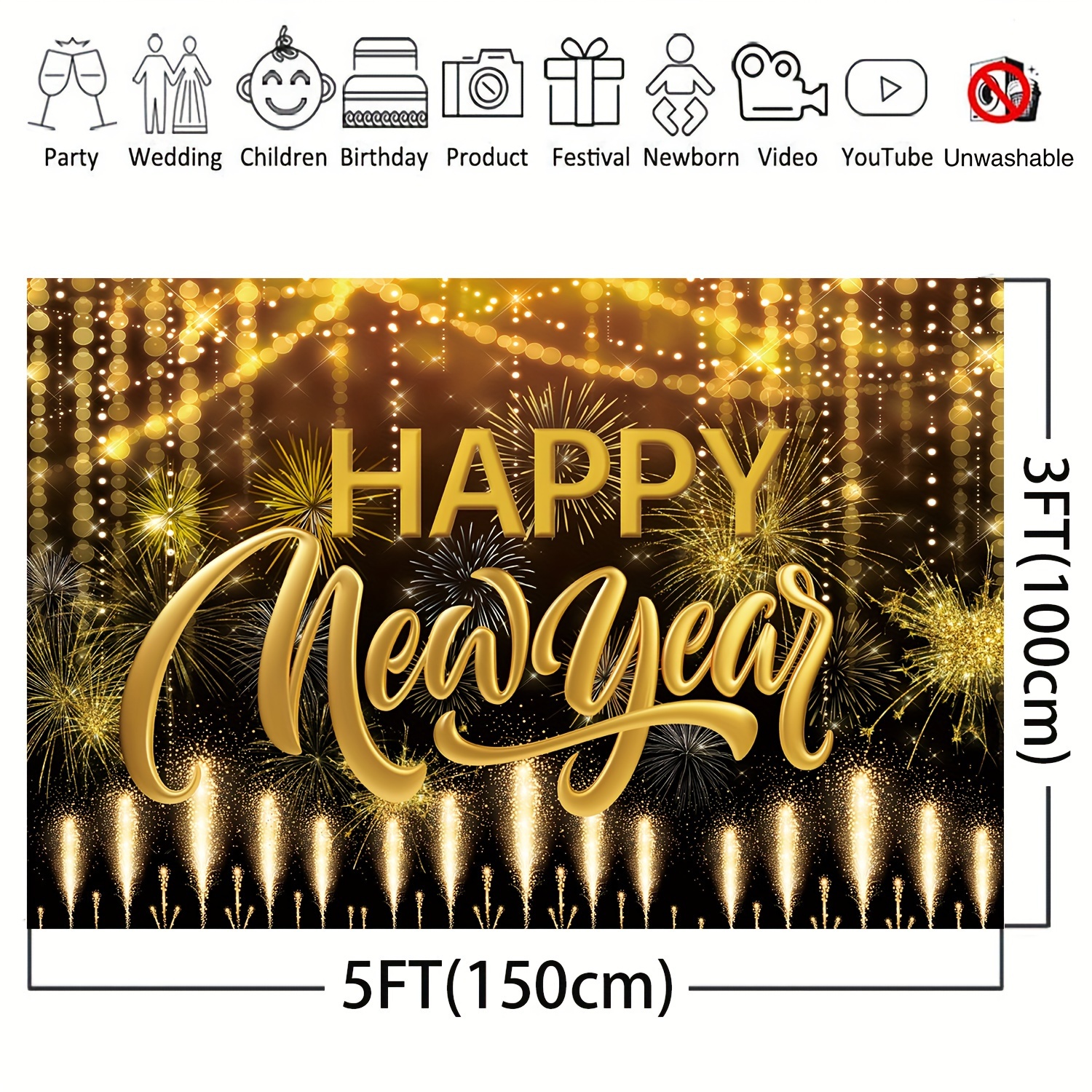 new year decoration supplies large fabric happy Temu
