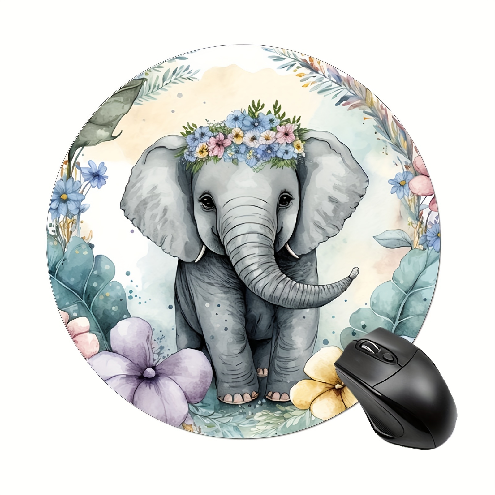 Cute Elephant Students' Round Mouse Mat Cute Mouse Pad With - Temu