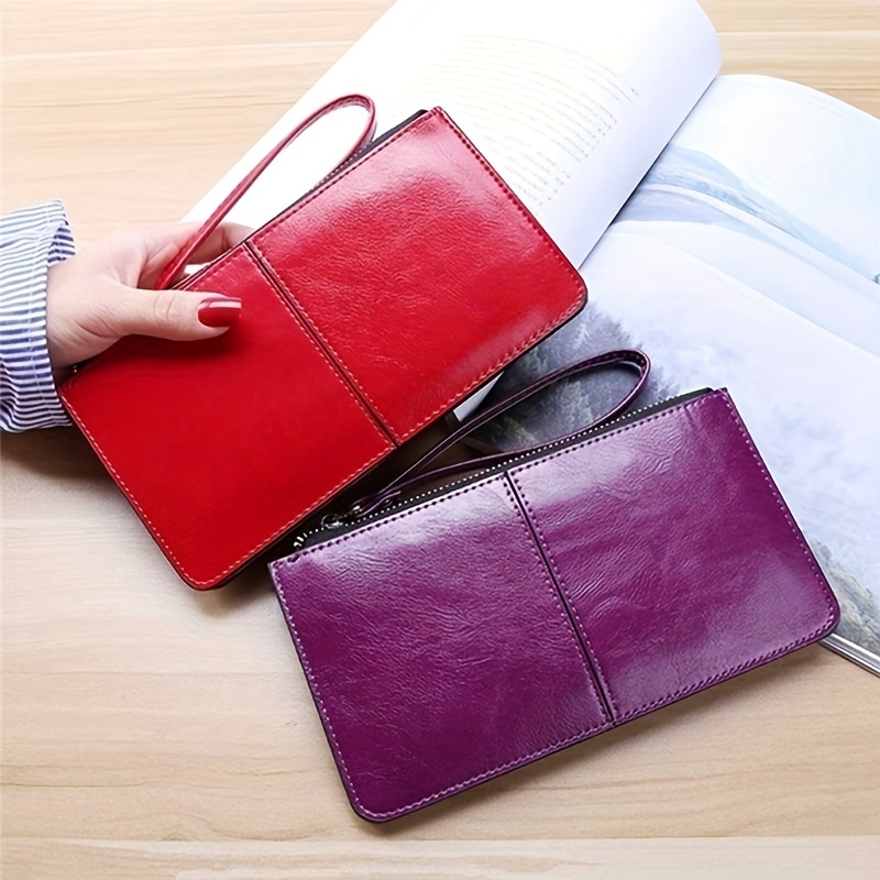 Minimalist Large Capacity Wallet, Simple Pu Leather Card Holder, Casual  Long Clutch Purse & Wristlet - Temu