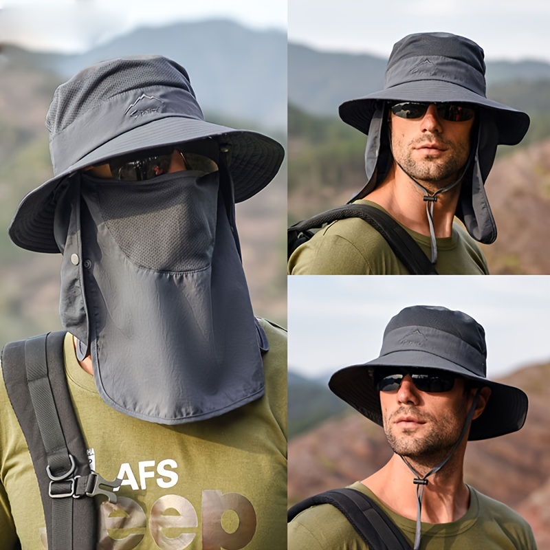 2023 Quick Drying Boonie Men Bucket Hat With Face Mask Uv