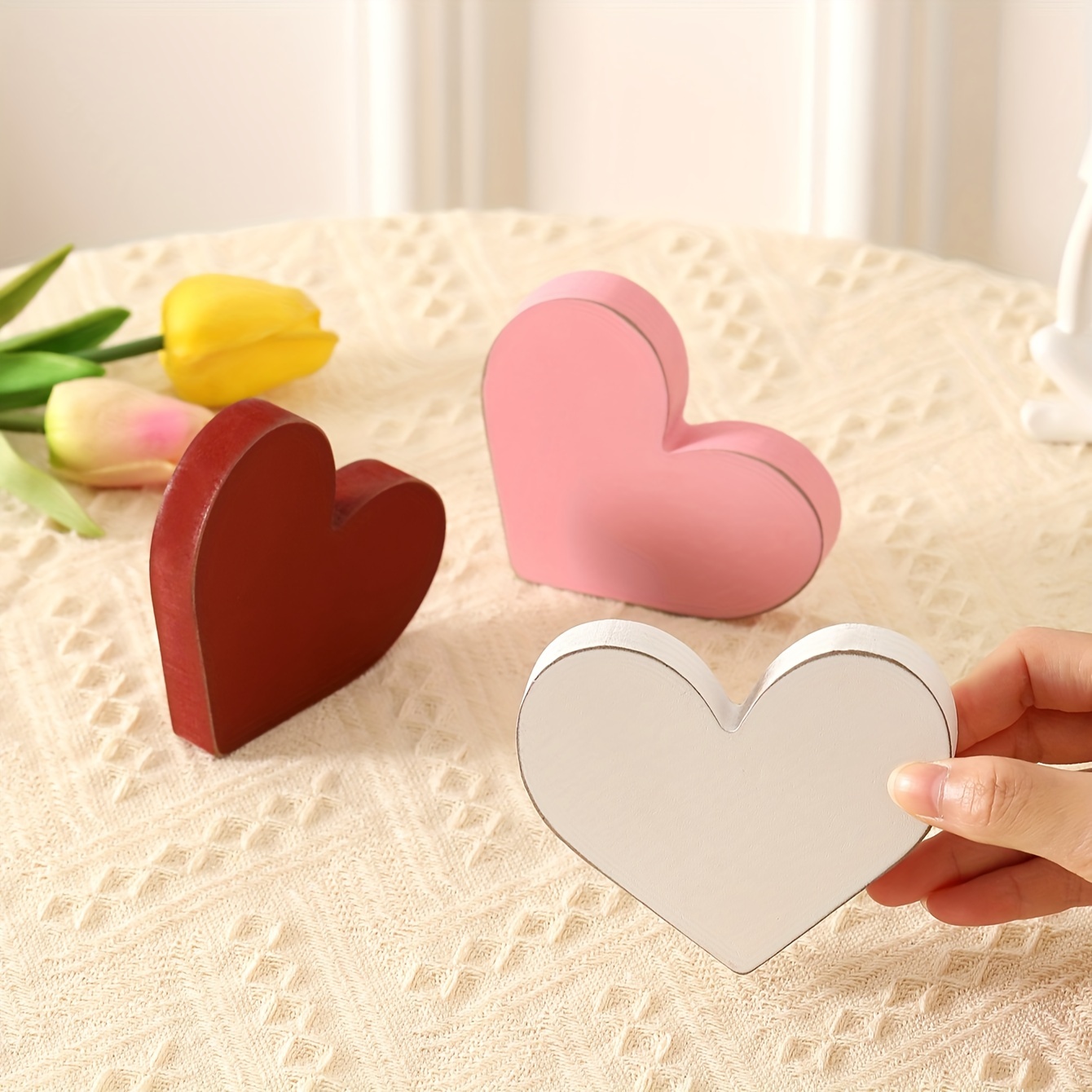 Love Diy Wooden Chips Blank Labels Heart Decor Rustic - Temu