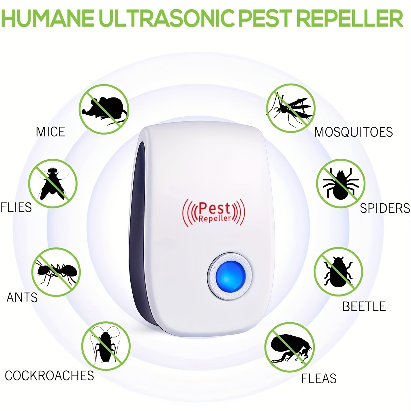 MaxMoxie Ultrasonic Pest Repeller, Humane Mice Control Electronic Insect  Repellent, Reject Rodent Bed Bug Spider Rat