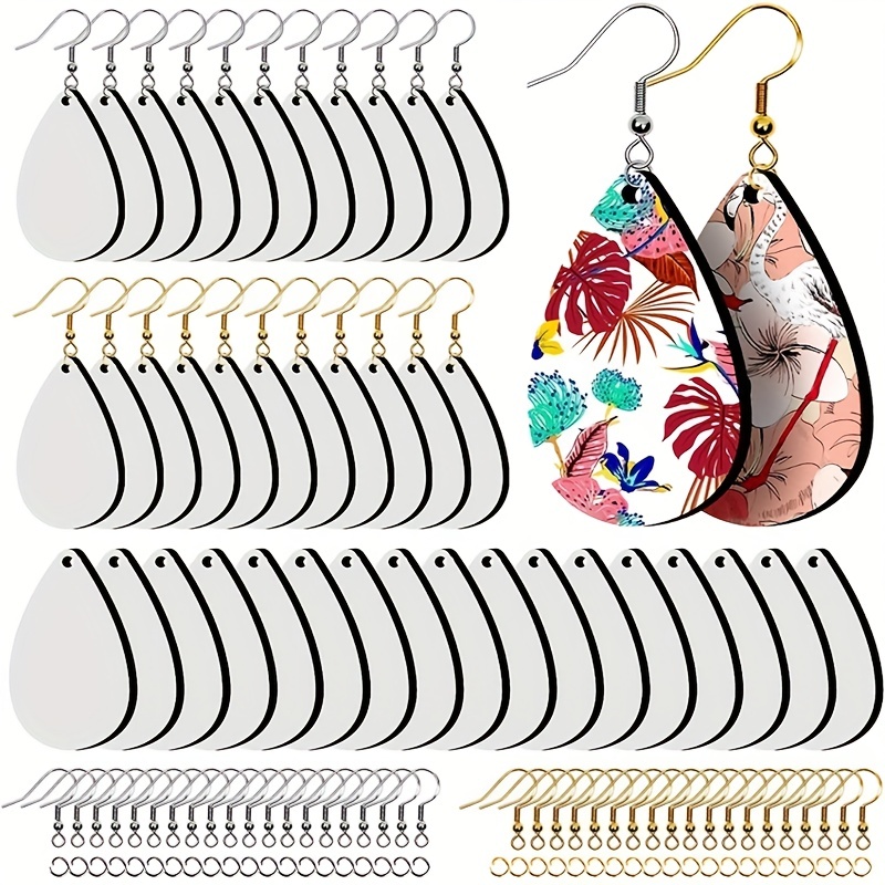 60pcs Sublimation Blanks Earrings Products, Sublimation Earring Blanks with  Earring Hooks and Jump Rings for Mother's Day Halloween Christmas Women