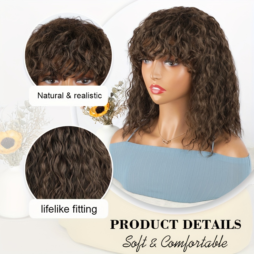 Synthetic Lace Frontal Bouncy Curly Wigs Fashion Women Fluffy Big Curly  Hair Wig