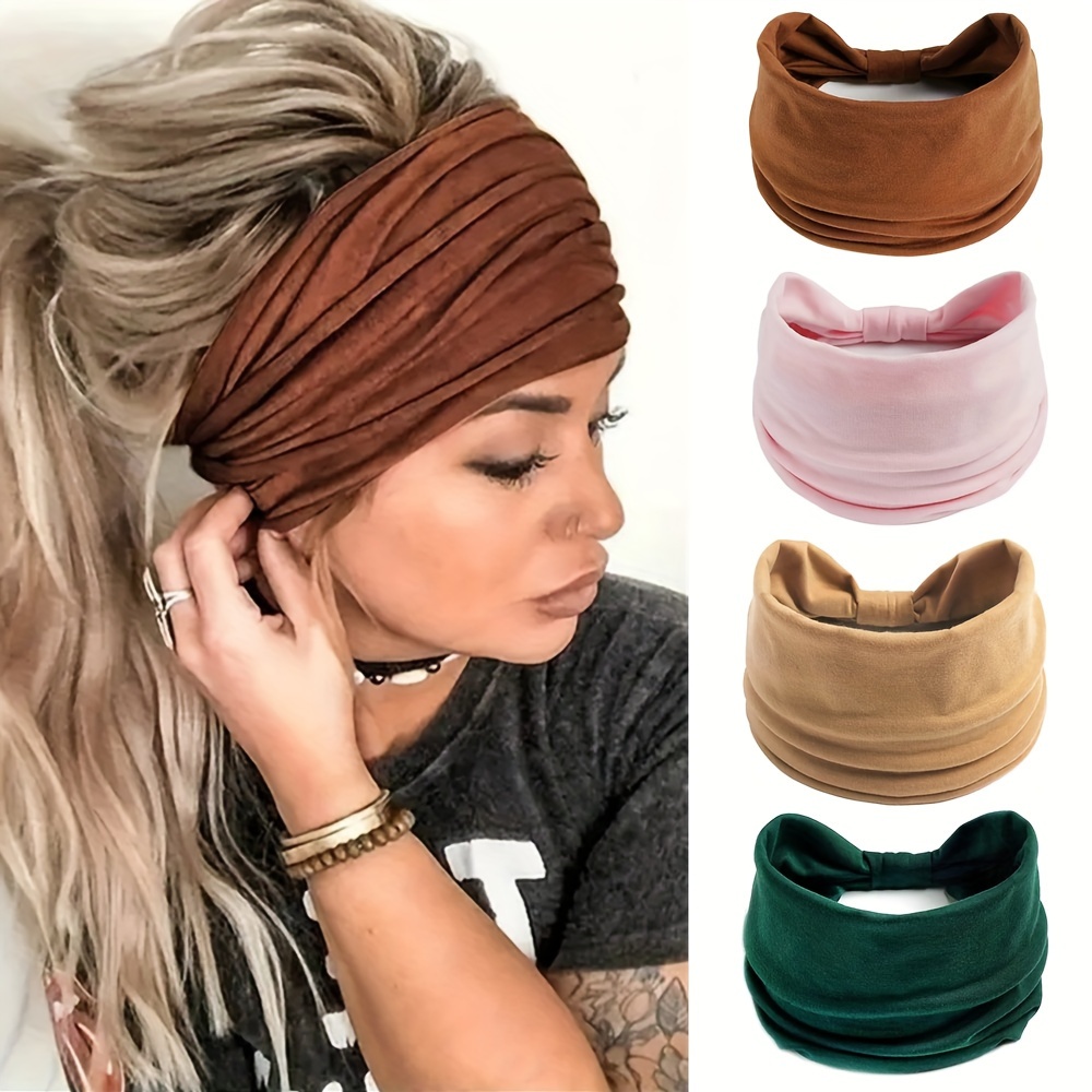 Chiffon Turban Head Kerchief Scarf - 3Pcs Floral Hair Bandanas Triangle  Head Scarves Headband with Clips for Women Hair Scarves (Yellow+Pink+Blue)