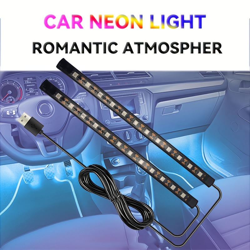 Neon Led Car Interior Ambient Foot Strip Light Kit - Temu