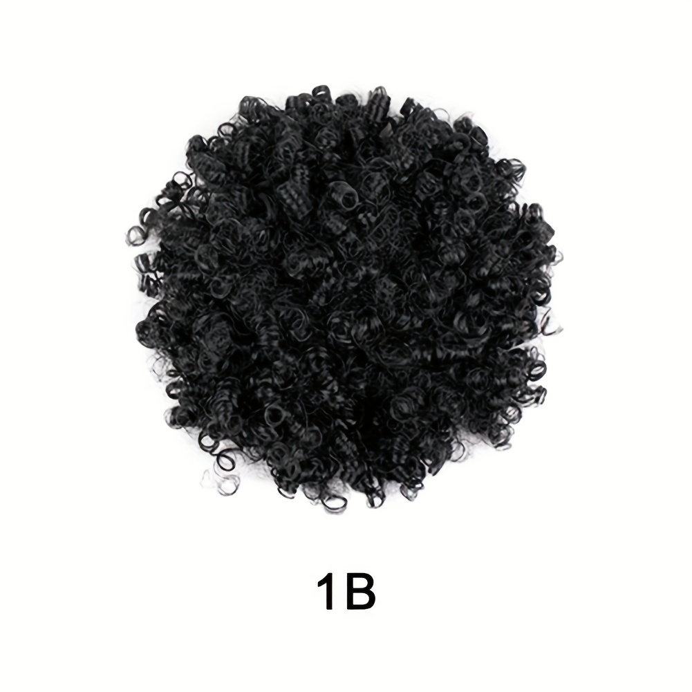 Kinky Curly Afro Puff Ponytail Hair Extension 1B 2