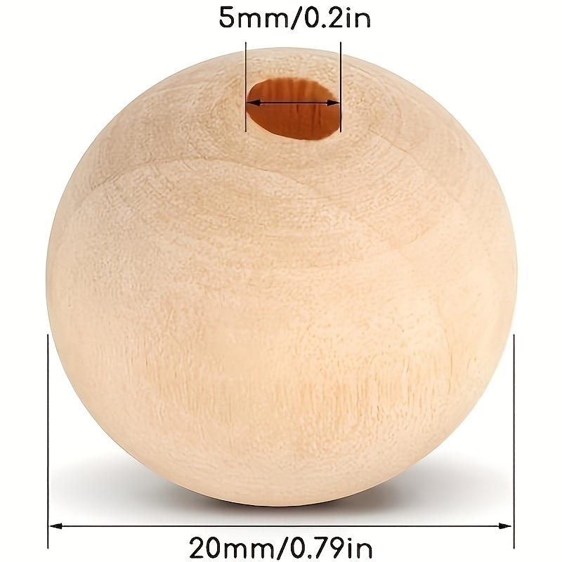 Natural Wooden Beads Round Spacer Wood Balls Diy Beads For - Temu