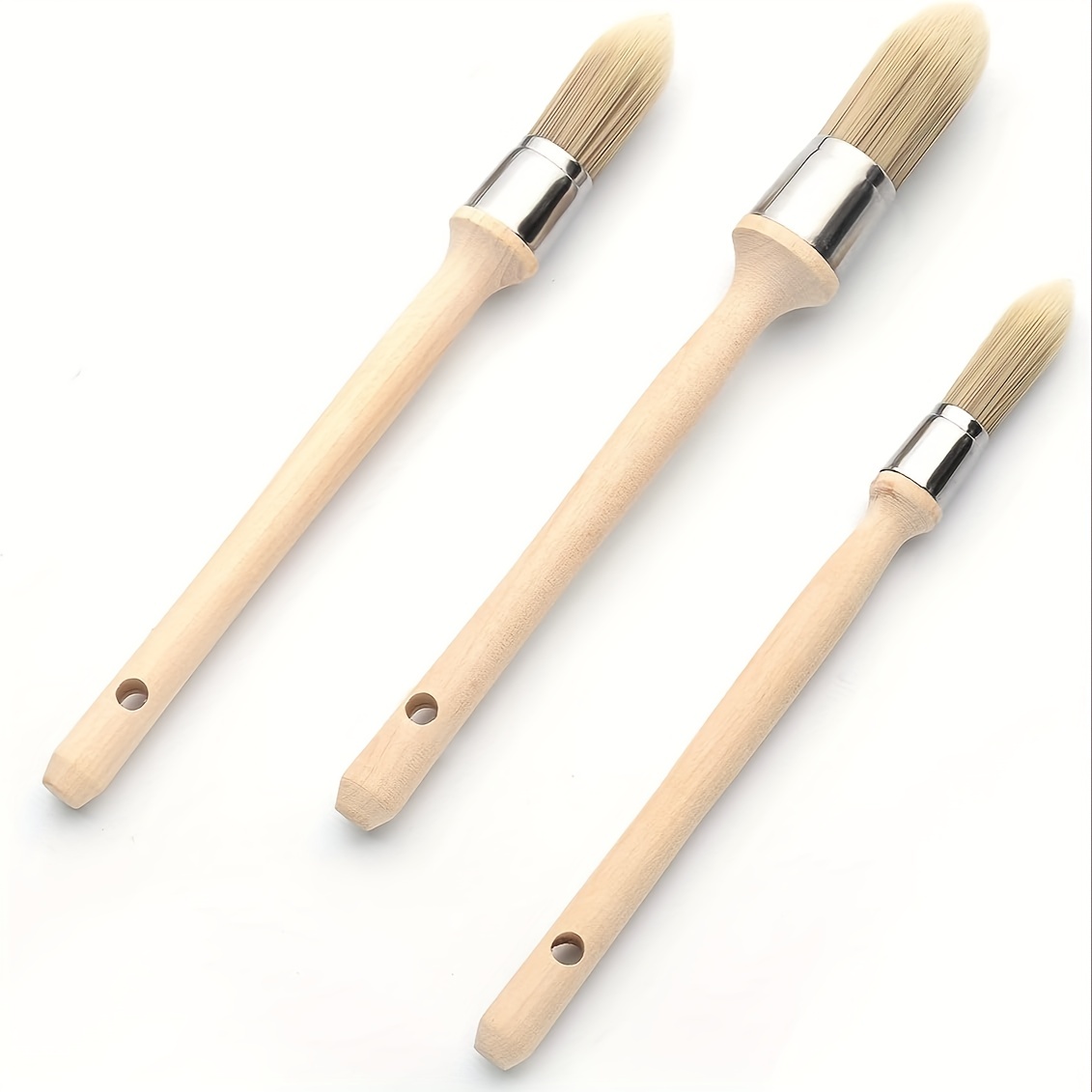 MingQiEven 3 Pcs Trim Brush 0.75 inch Small Paint Brush Round Trim Brush Corner Paint Brush for House Wall Edges Coloring of