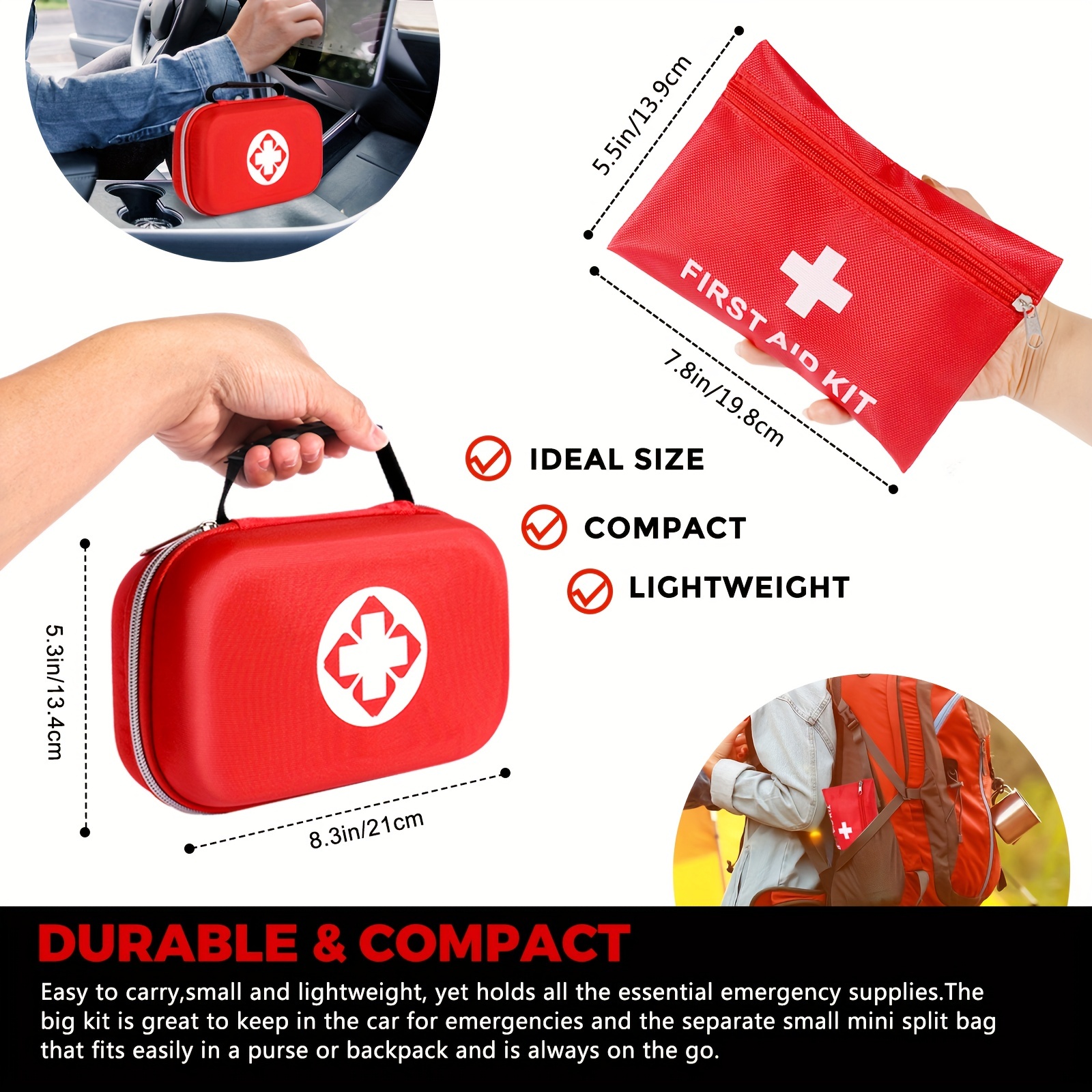 1pc First Aid Kit, Camping Travel Car First Aid Kit, Portable Medical Kit  Health Box, Outdoor Adventure Multi-purpose Emergency Supplies Bag And Basic