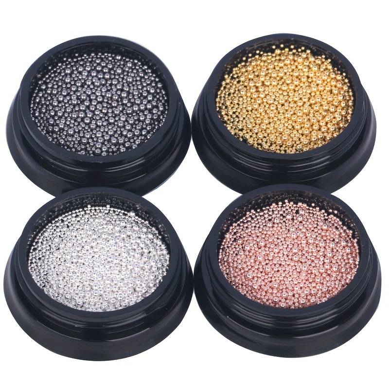 Nail Caviar Beads golden Silvery Rose Golden Black Nail Art - Temu