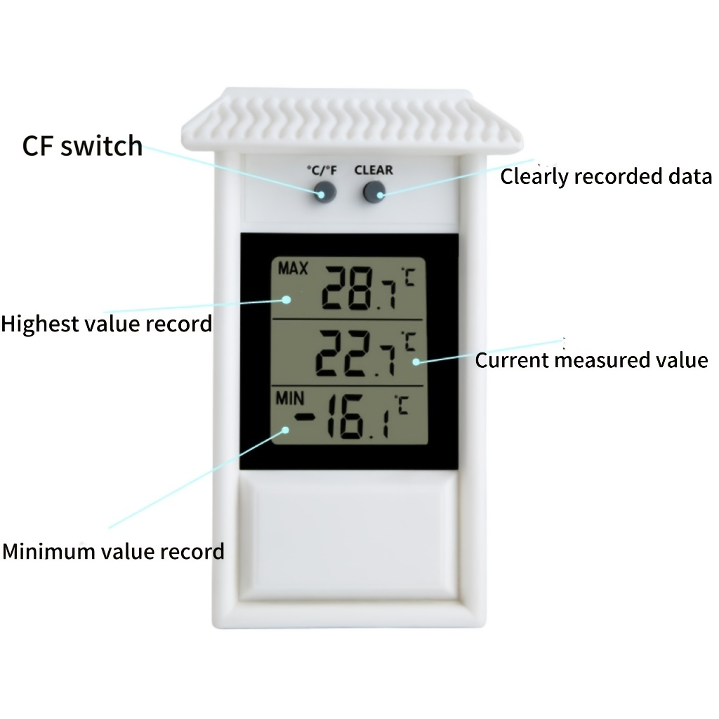 Portable Small Pointer Thermometer For Window Indoor Outdoor wall  Greenhouse