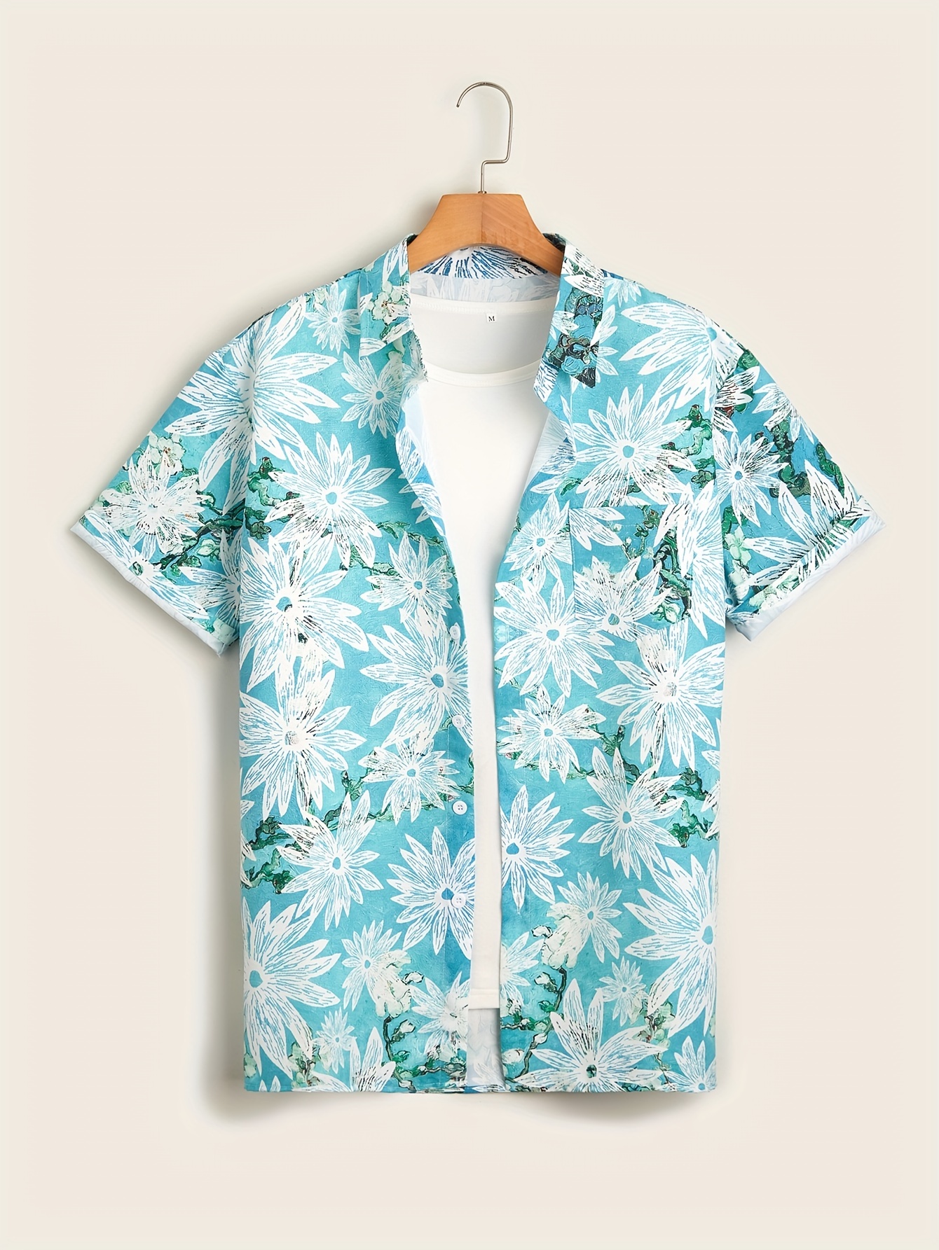 Men's Casual Button-up Short Sleeve Shirt Floral Hawaiian Shirt Casual  Hawaiian Print Shirt - Temu