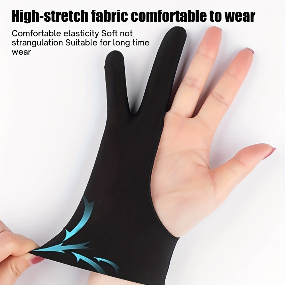 Black Two-Finger Anti-fouling Glove for Artistic Design, Graphic Tablet, Home Gloves,Temu