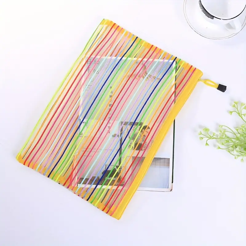 10 Colors Zipper Mesh Storage Bags For Office Supplies - Temu