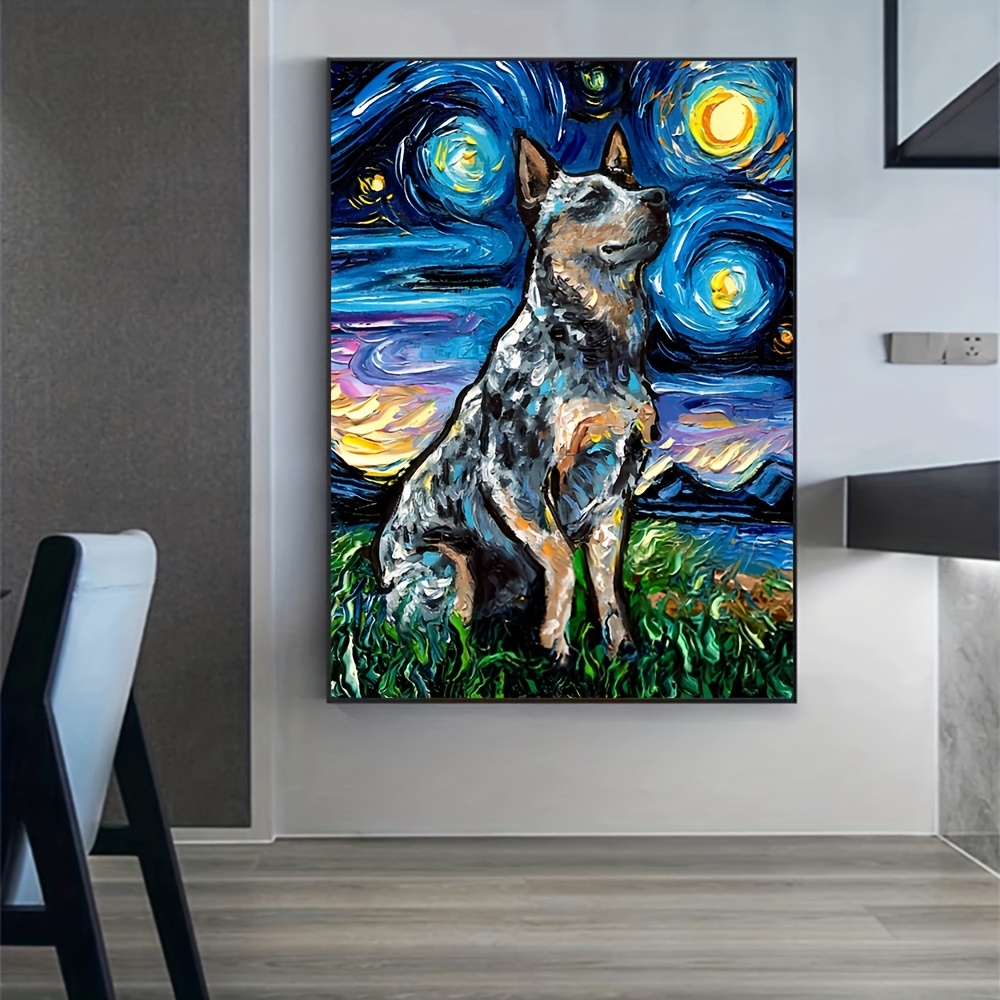  Cuadros artísticos en lienzo, pintura moderna de estilo  nórdico, pintura en lienzo de animales lindos perros Imágenes de arte de  pared e impresiones para decoración de sala de estar, 23.6 x