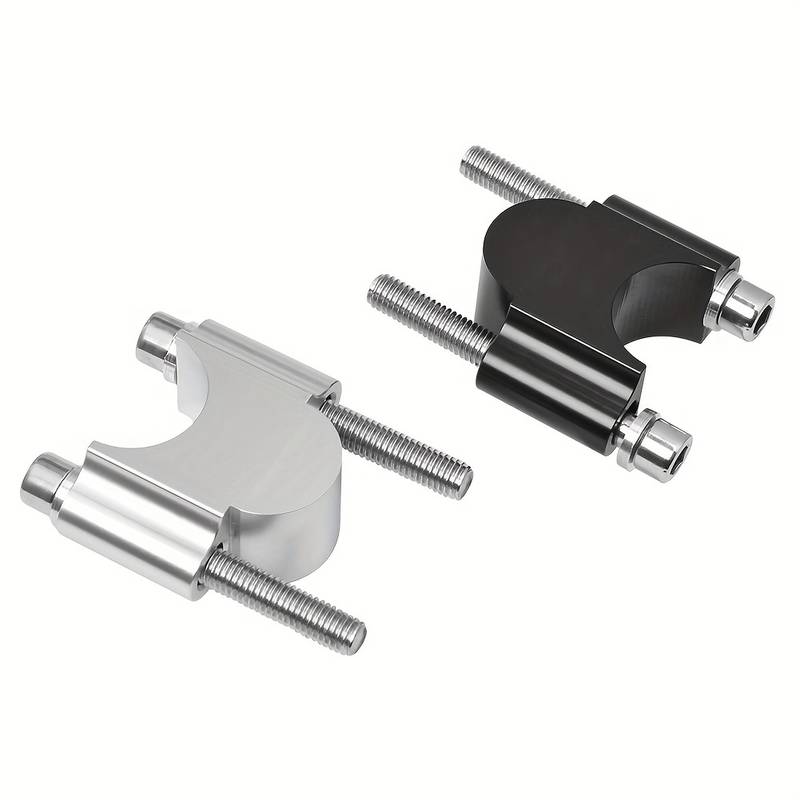 2pc Motorcycle Handlebar Risers – 7/8 To 1 1/8 Adapter, 22mm To 28mm, Black Aluminum Alloy, Universal Clamp