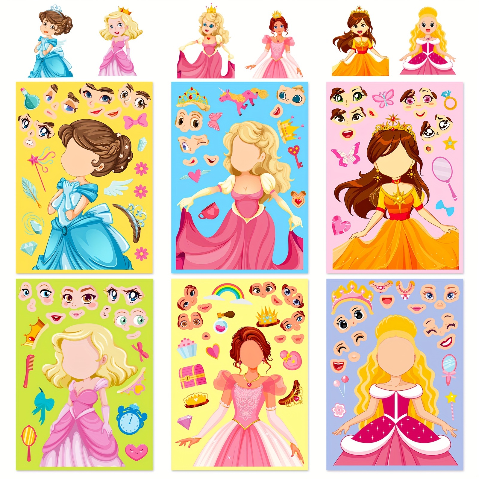 8Sheets Cartoon Dress Up 3D Bubble Stickers Lovely Princess Change Clothes  DIY Kawaii Sticker Toys for