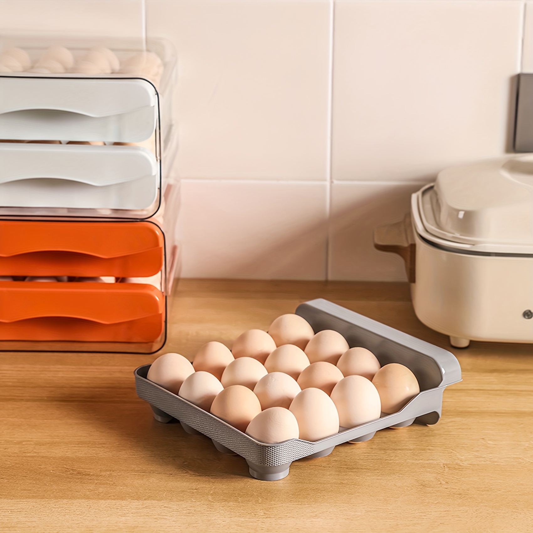 Soporte para bandeja de huevos, soporte grande para huevos de 12 tazas,  organizador de nevera, organizador decorativo para cuentas de joyería