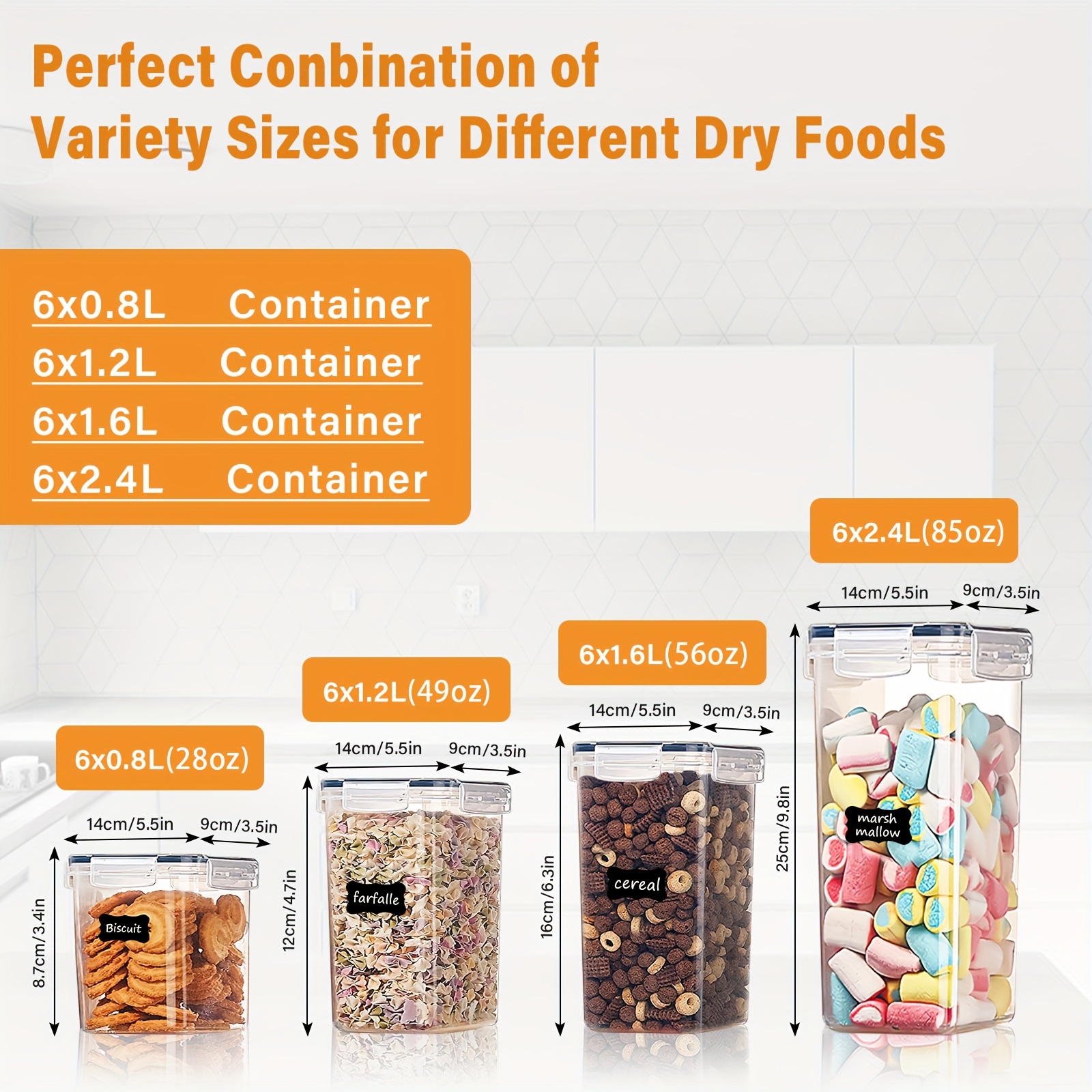 24pcs Airtight Food Storage Container With Lid And 30pcs Stickers, Biscuit  Tea Candy Can, Pet Snack Can, Kitchen Pantry Organization And Storage, Dr