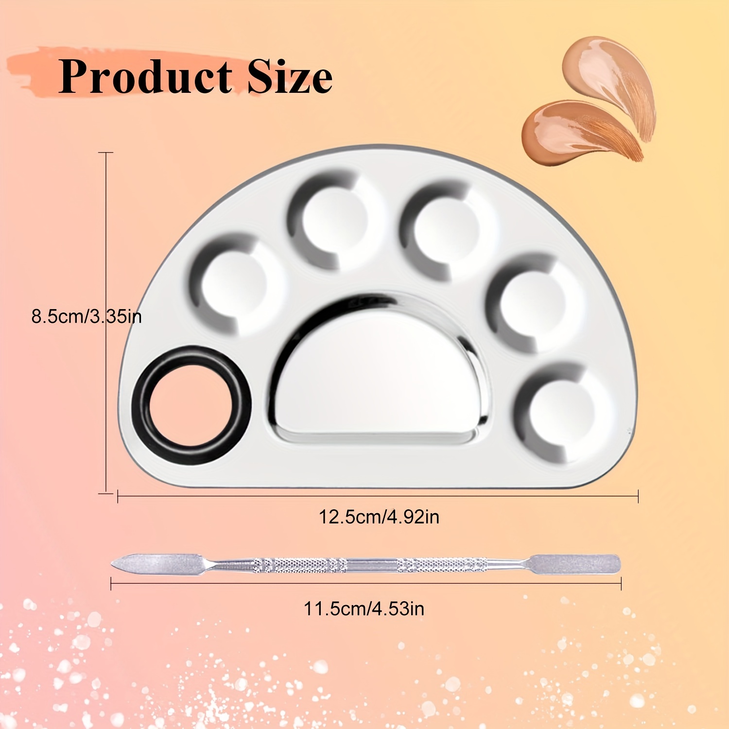 Stainless Steel Makeup Palette Cosmetic Mixing Palette With - Temu